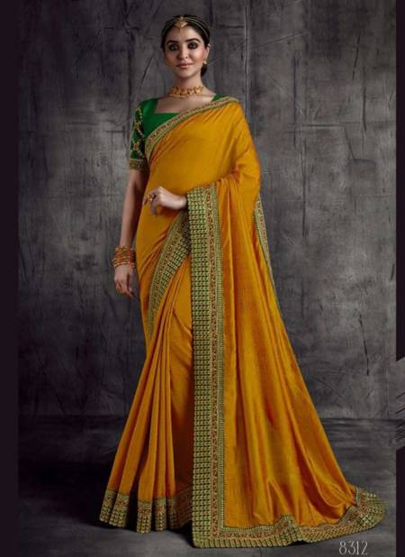 Orange Colour Heavy Wedding Wear Fancy New Designer Saree Collection 8312